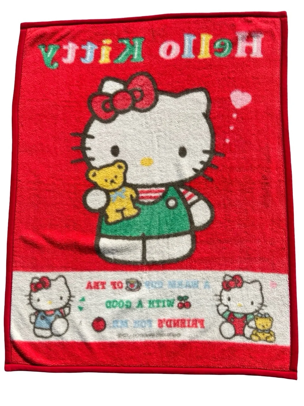 RARE VTG HELLO KITTY 1993 Plush Minky Blanket Made in Japan 68.5x53” Cozy Fleece